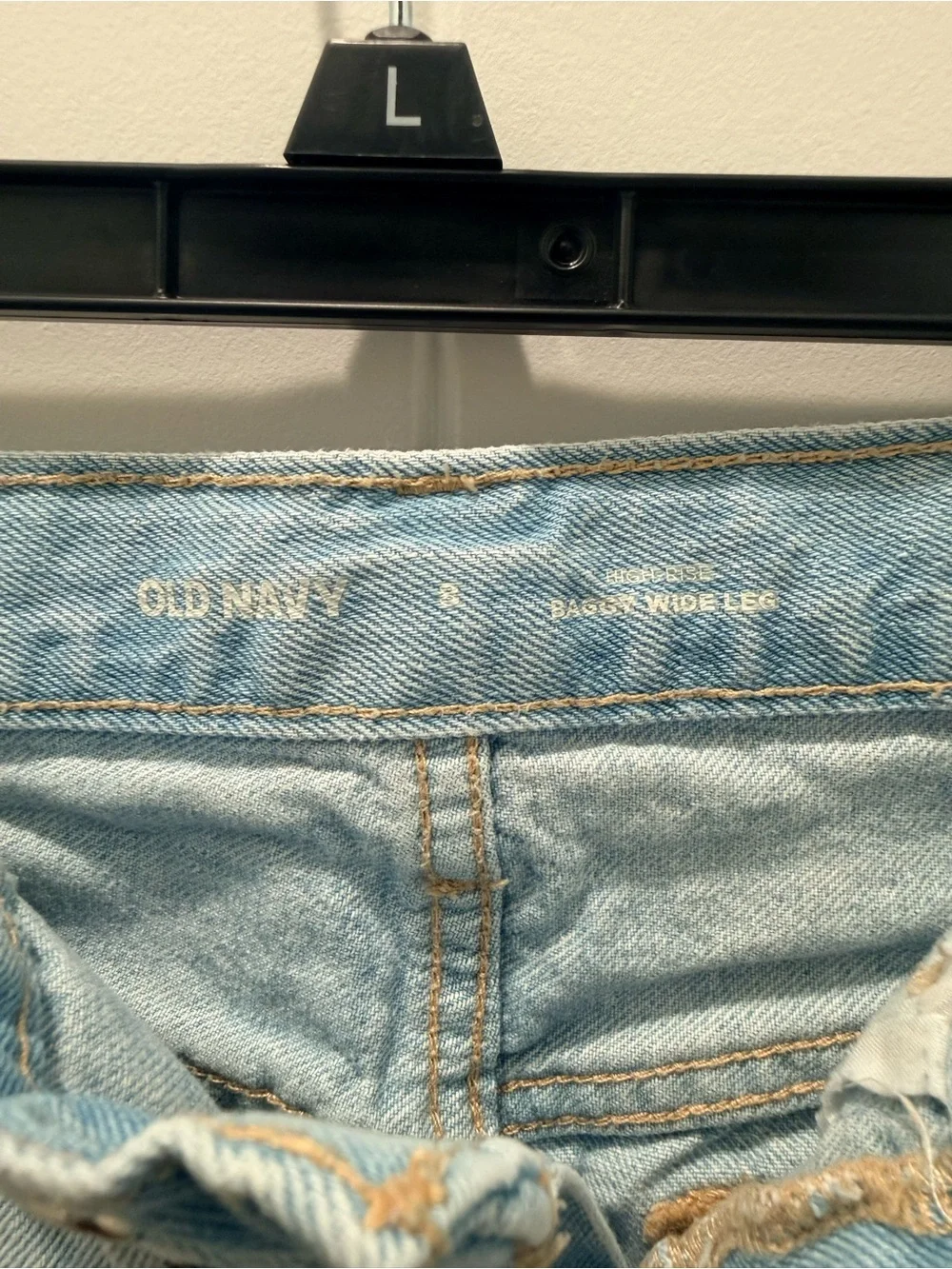 Old Navy Light Blue Daisy Embroidered Wide-Leg Jeans